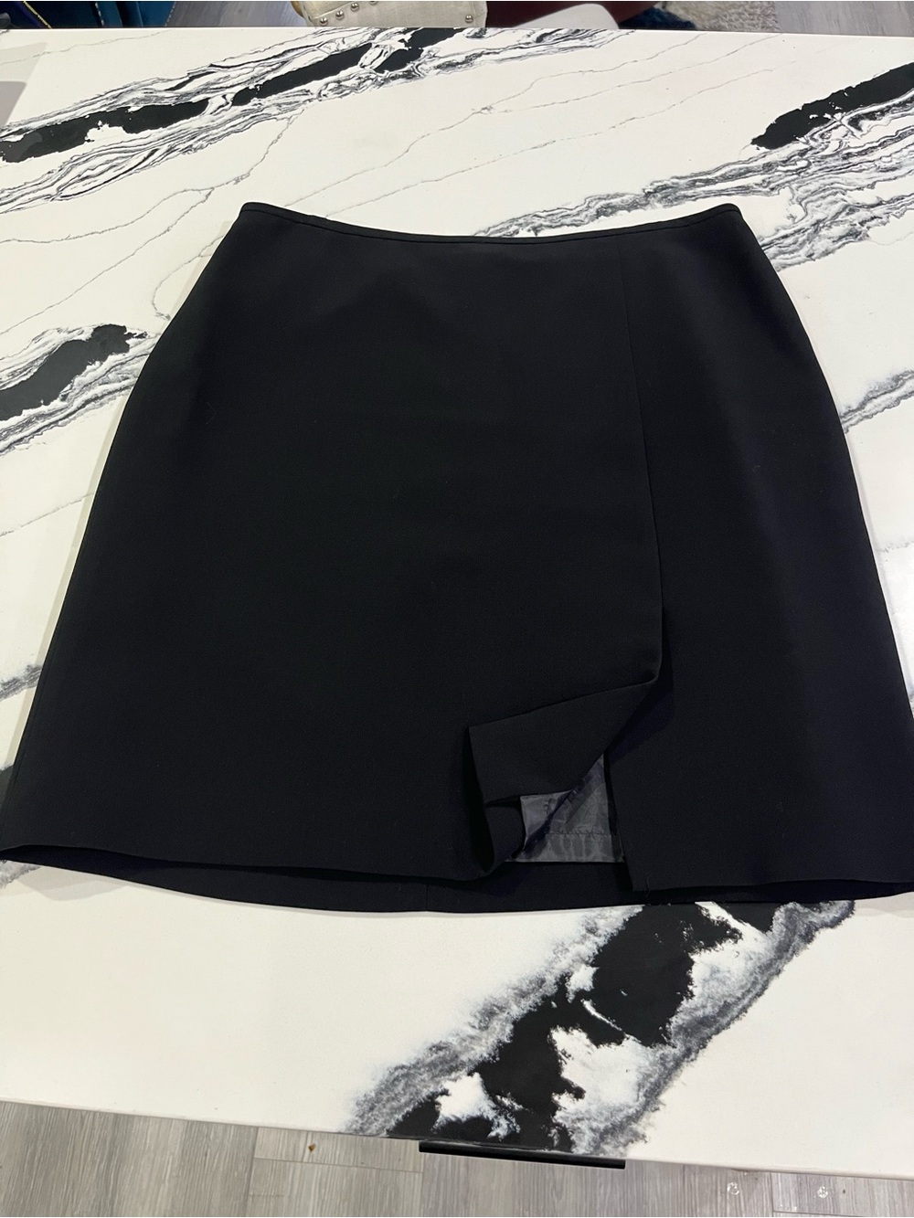 Ann Taylor Black Mini Skirt with Front Fold Detail